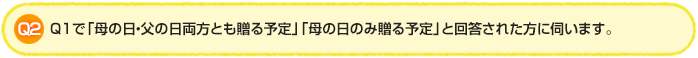 Q2.Q1で「母の日・父の日両方とも贈る予定」「母の日のみ贈る予定」と回答された方に伺います。
