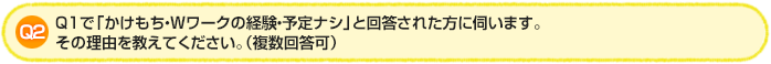 Q2.Q1で「かけもち・Wワークの経験・予定ナシ」と回答された方に伺います。その理由を教えてください。(複数回答可)