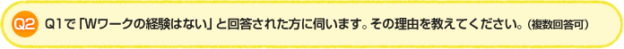 Q2.Q1で「Wワークの経験はない」と回答された方に伺います。その理由を教えてください。（複数回答可）