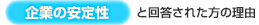 【企業の安定性】と回答された方の理由