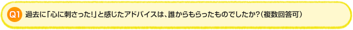 Q1.過去に「心に刺さった!」と感じたアドバイスは、誰からもらったものでしたか?(複数回答可)